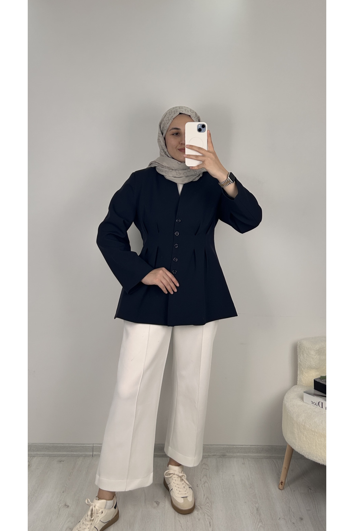 Pens Detaylı V Yaka Ceket LACİVERT