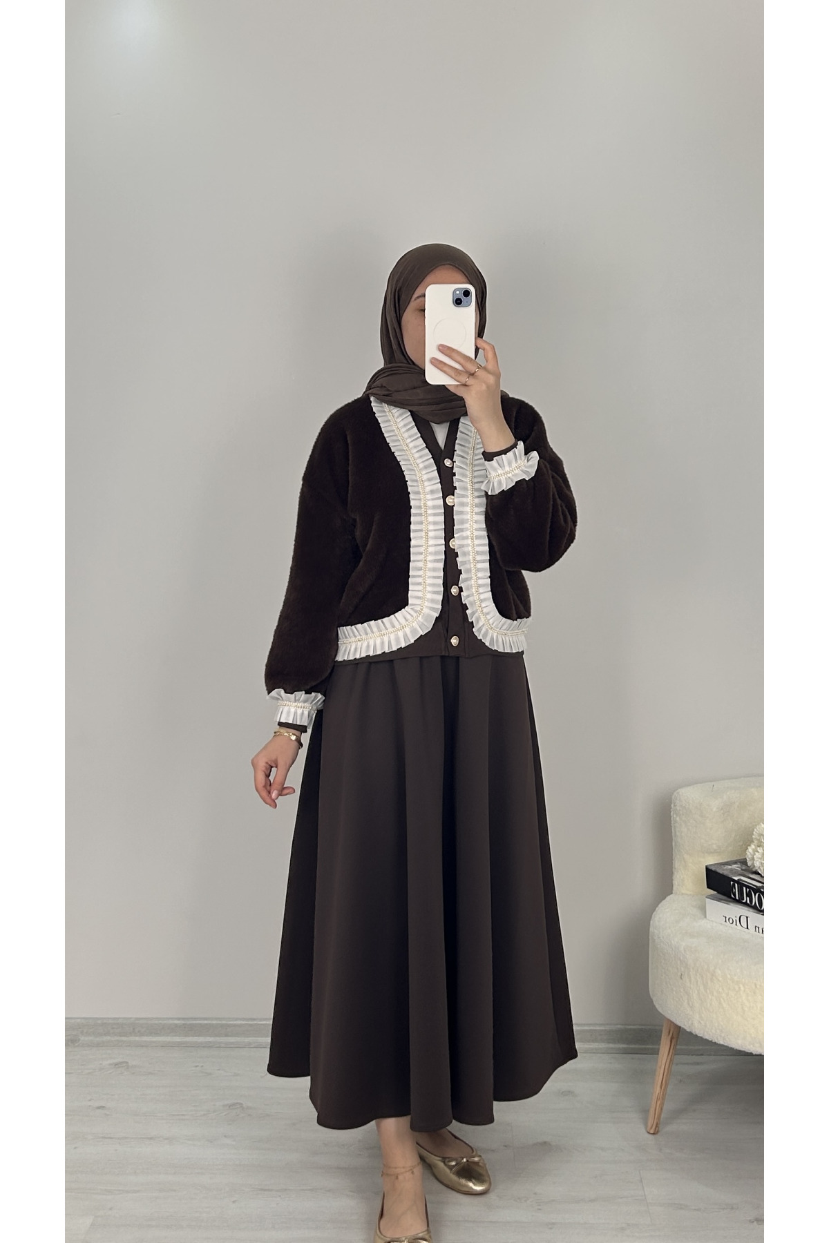 Perlaine Ceket Acı Kahve