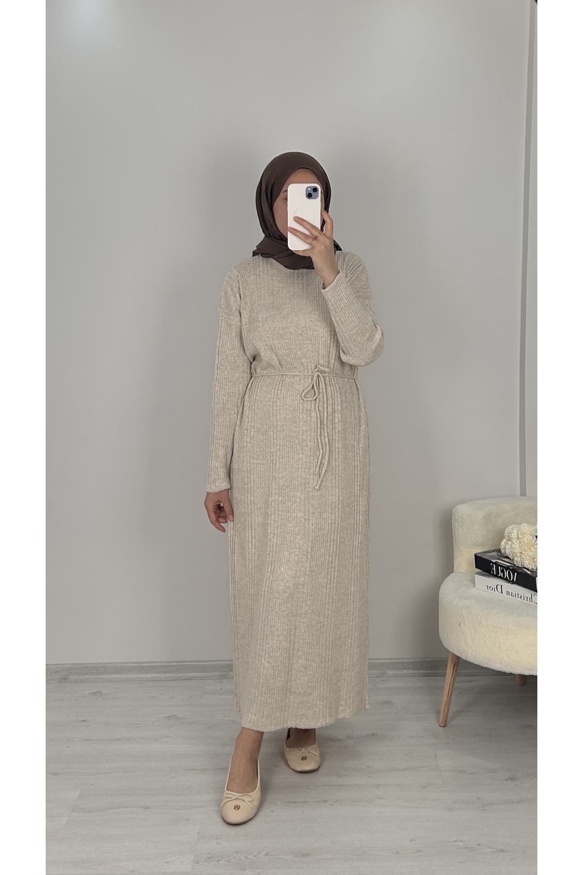 Fitilli Triko Elbise BEJ