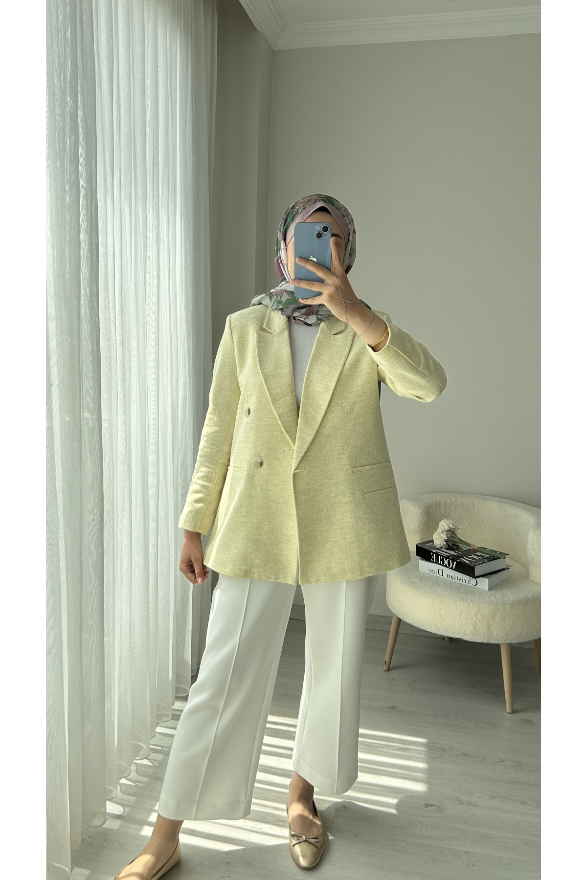 Premium Keten Ceket SARI