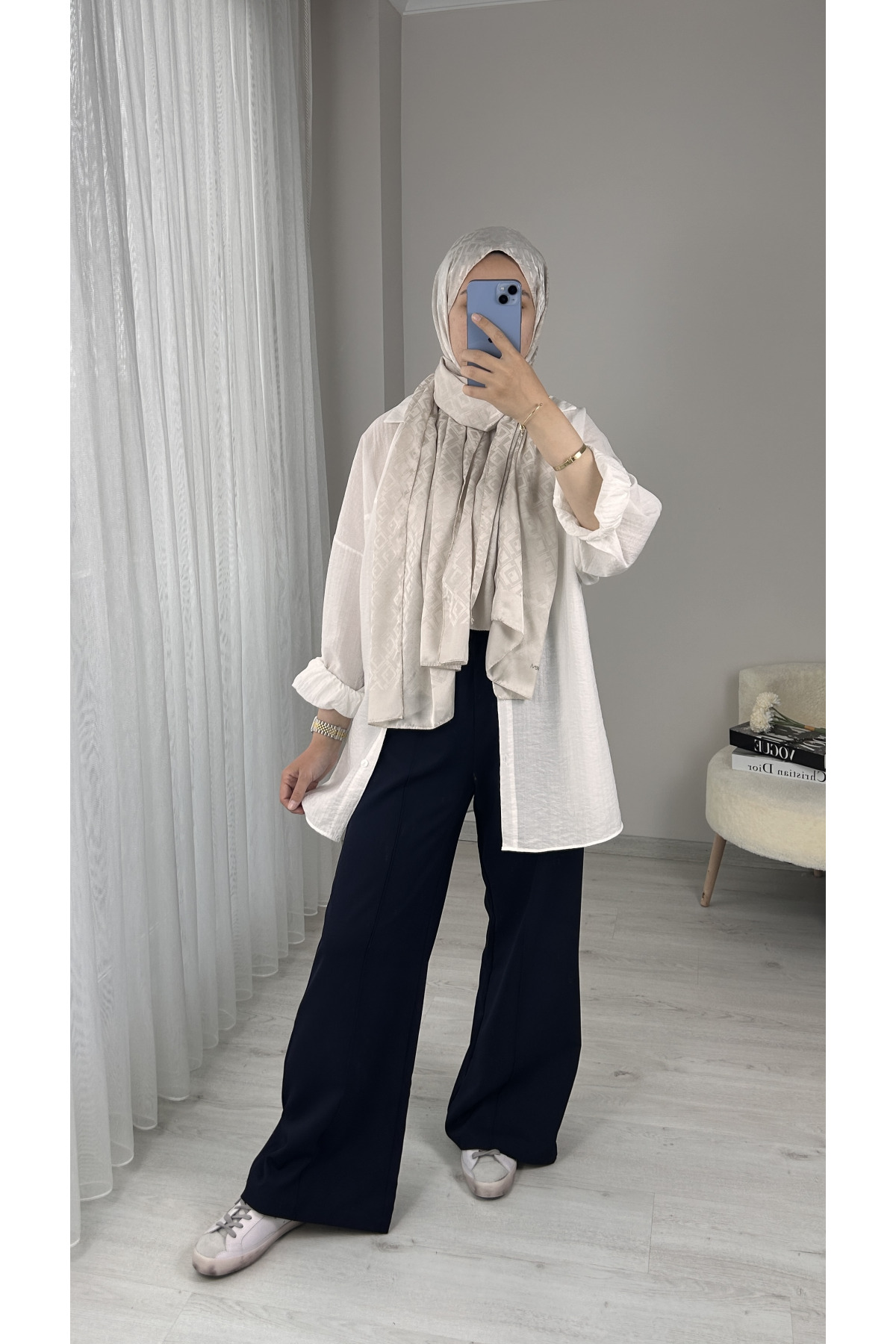 Double Kumaş Palazzo Pantolon LACİVERT