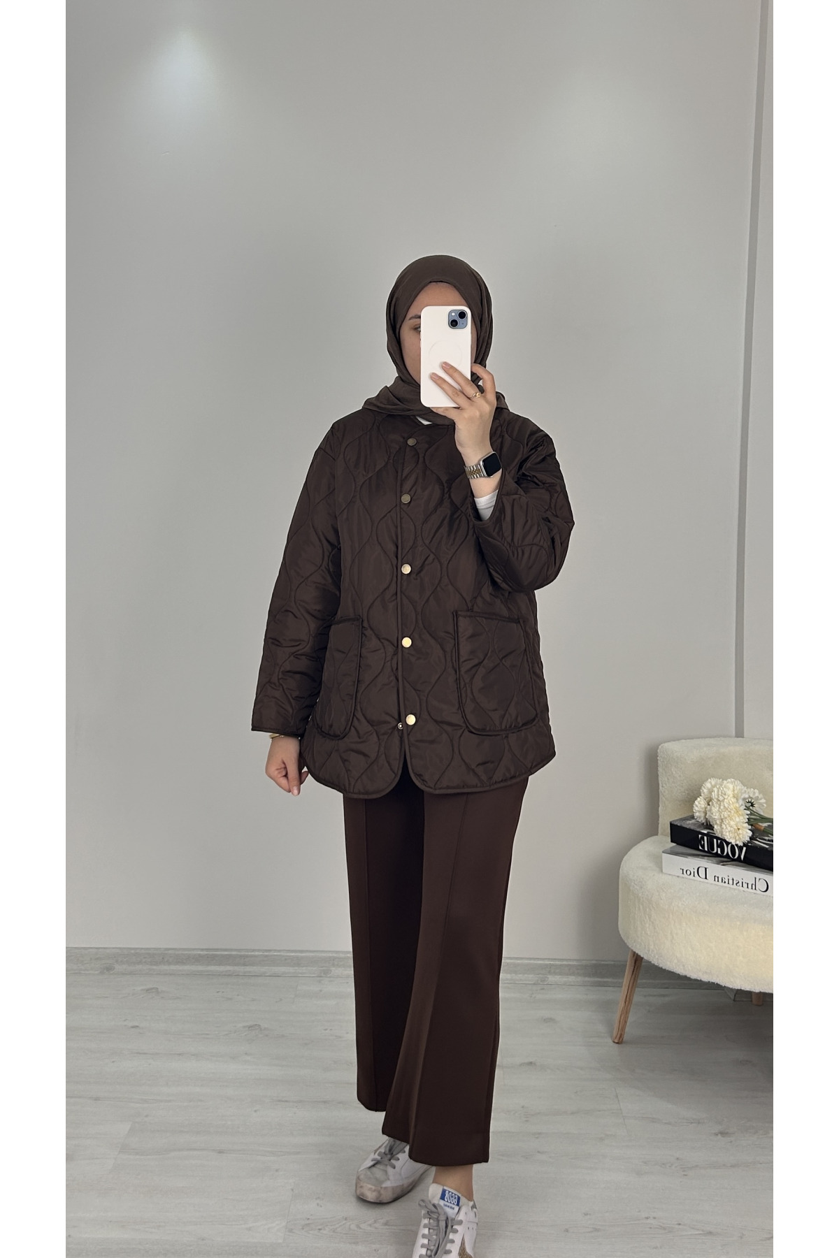 Kapitone Ceket KAHVE 