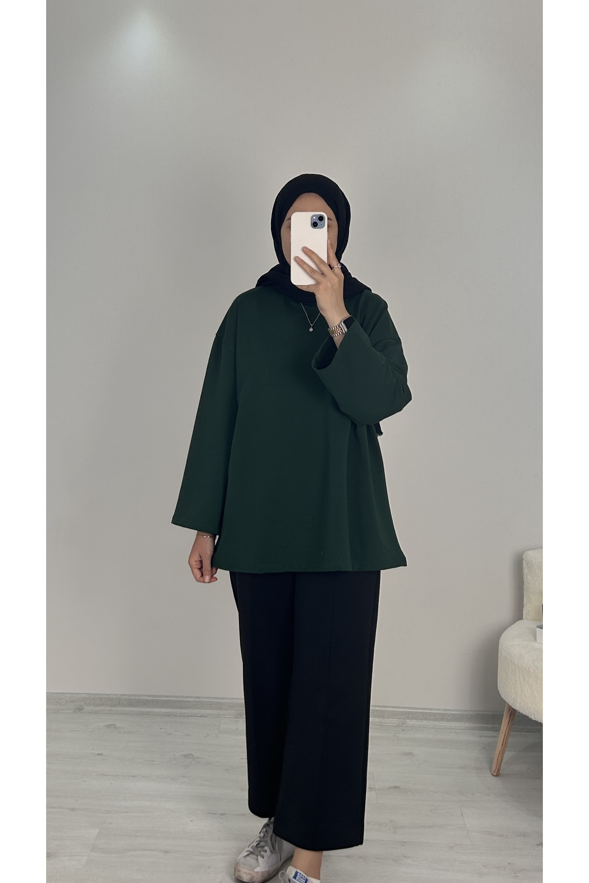 Düz İki İplik Sweat ZÜMRÜT  