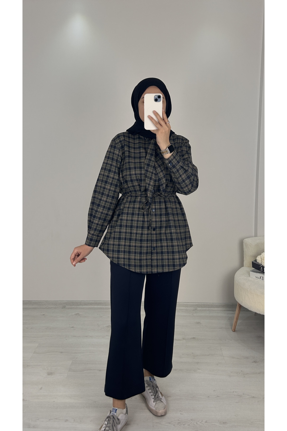 Kravatlı Ekose Gömlek YEŞİL 