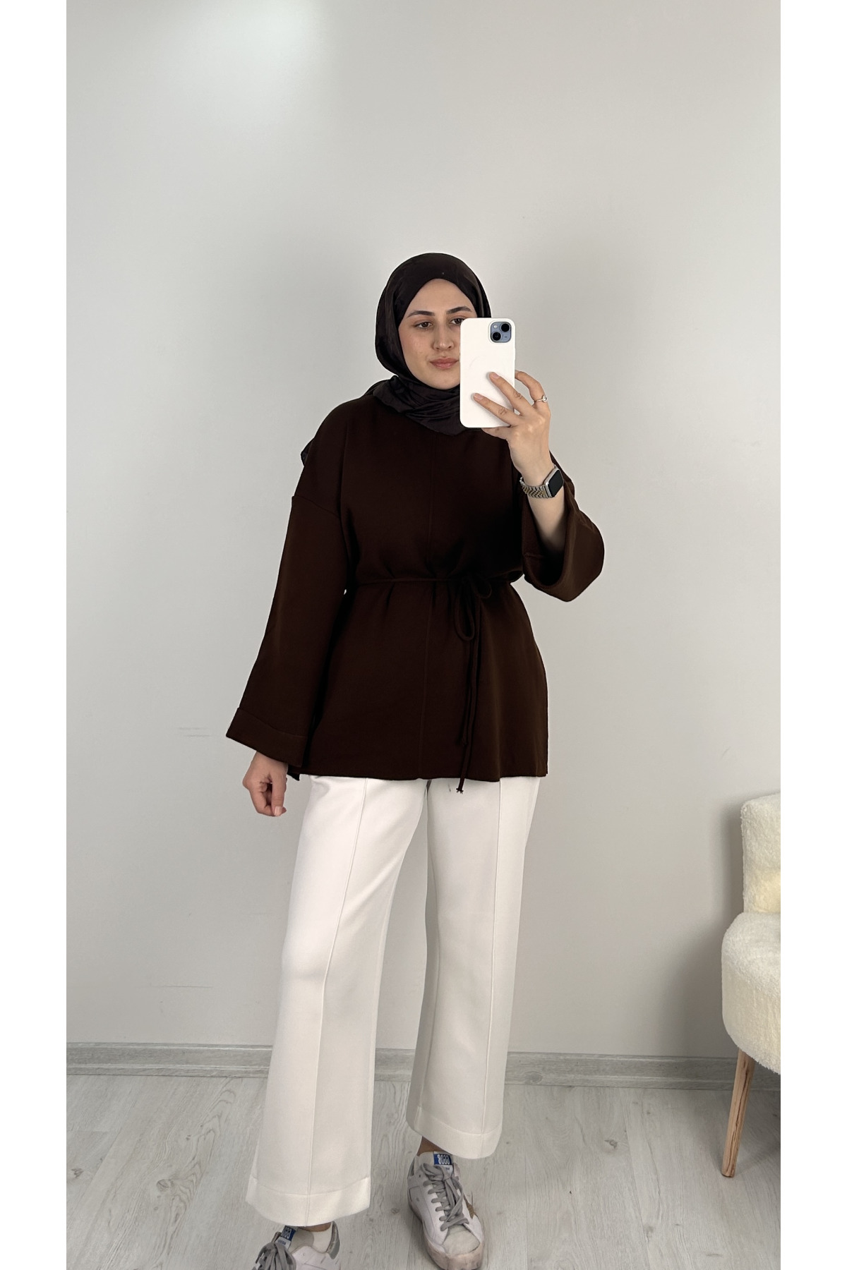 Önü Dikişli Tunik KAHVE 