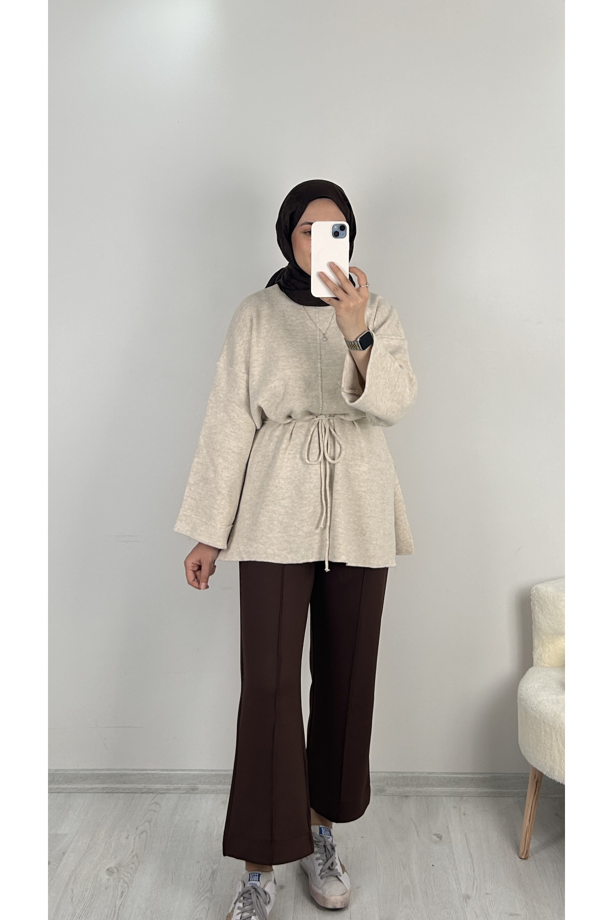 Önü Dikişli Tunik BEJ 