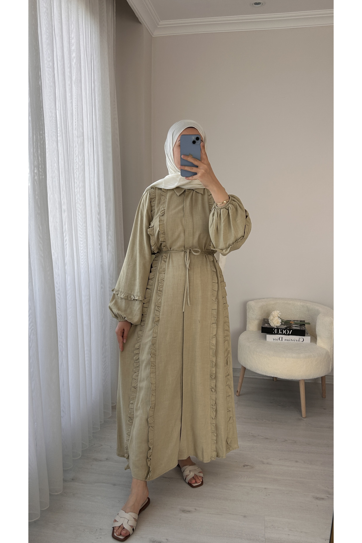 Brise Keten Elbise Mint